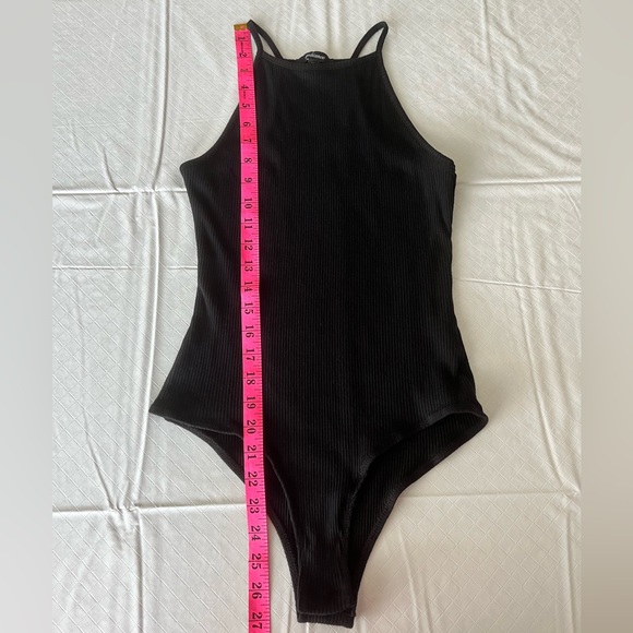 Ambiance Women’s Ribbed High Neck Black Bodysuit with Snaps sz Medium - Picture 10 of 10